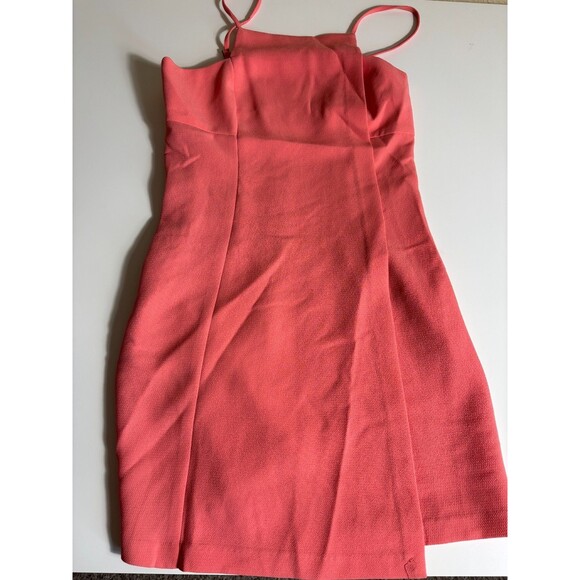 BCBGMAXAZRIA Wrap Dress Womens XS Salmon Pink Fitted Adjustable Strap Back Zip - Picture 5 of 10